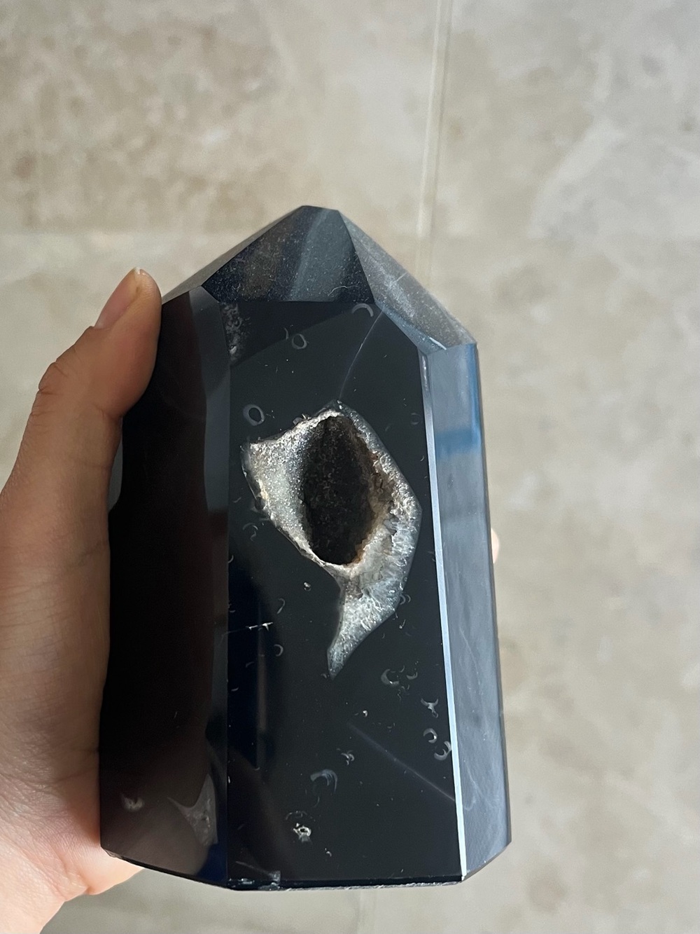 Natural Crystal Stone Polished Large Black Obsidian Tower Inclusion 2lb8.1oz
